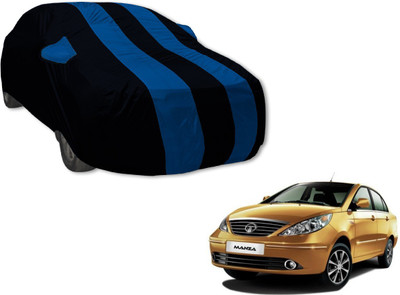 Auto Hub Car Cover For Tata Manza (With Mirror Pockets)(Black, Blue)