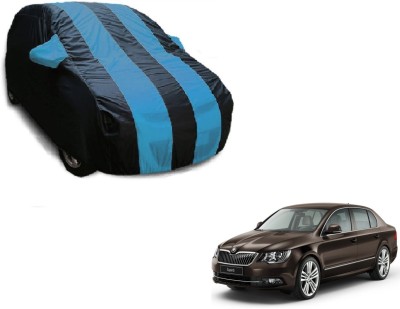 Flipkart SmartBuy Car Cover For Skoda Superb (With Mirror Pockets)(Black, Blue)