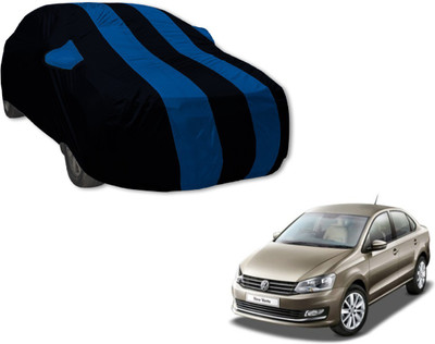 Auto Hub Car Cover For Volkswagen Vento (With Mirror Pockets)(Black, Blue)