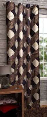 Sehbhagi 214 cm (7 ft) Door Polyester Curtain Single Curtain(Brown, Printed)