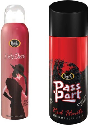 MONET Passport Red Haute & Lady Diva Body Spray  -  For Men & Women(300 ml, Pack of 2)