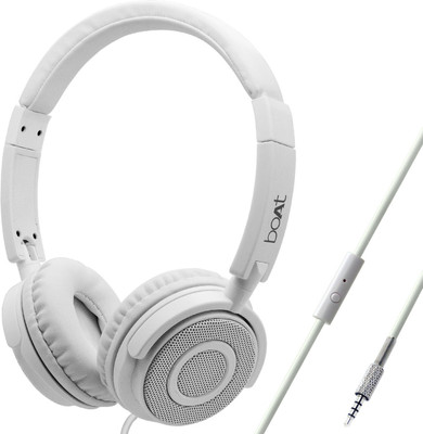 boAt BassHeads 900 Super Extra Bass Wired Headset with Mic(Pearl White, On the Ear)