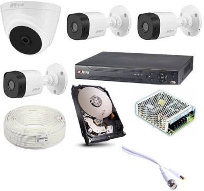 DAHUA DAHUA (2MP) 1 dome 3 bullet ,4 CHANNEL DVR, 4 CHANNEL POWER SUPPLY,500gb HARD DISK,90M WIRE BUNDLE WITH ALL ACCESSORIES. Security Camera(500 GB, 4 Channel)