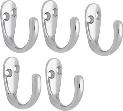KEEPWELL Stainless Steel Single Hook (Pack of 5) / Prong Hook / Robe Hook / Cloth Hook / Hanging Hook For Bathroom & Kitchen Hook 1(Pack of 5)