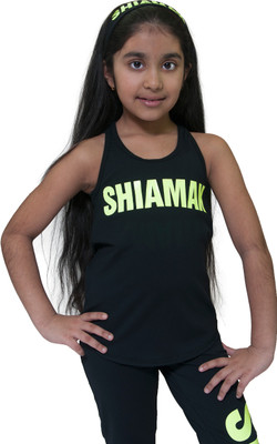 Shiamak Girls Casual Nylon Tank Top(Black, Pack of 1)