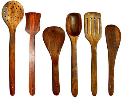 Aafiya handicrafts Af0268 Wood Serving Spoon Set(Pack of 6)