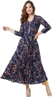 50% OFF on Tissu Women Floral Print Flared Kurta(Dark Blue) 50% OFF on Tissu Women Floral Print Flared Kurta(Dark Blue)