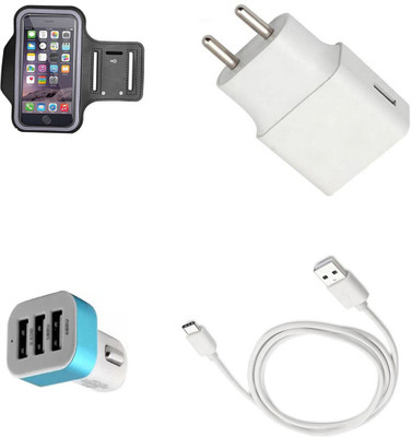 DAKRON Wall Charger Accessory Combo for Samsung Galaxy A20(White)