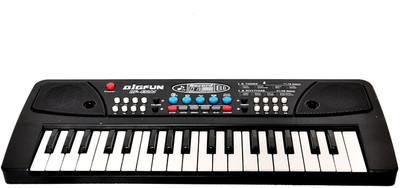 Kidz N Toys 37 Key Piano Keyboard Toy with DC Power Option, Recording and Mic(Black)