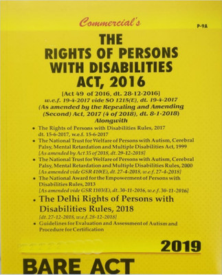 The Rights Of Persons With Disabilities Act, 2016 Bare Act English 2019 Edition(Paperback, Commercial)