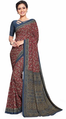 Miraan Printed Daily Wear Crepe Saree(Maroon)