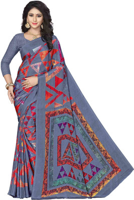 Vardan PRINTS Geometric Print Bollywood Crepe Saree(Multicolor)