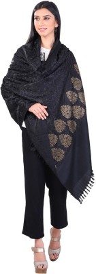 Pashmoda Wool Embroidered Women Shawl(Black)