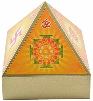 Shubh Sanket Vastu Wooden Pyramid Wish Cash Box Yantra Stickers Home, Office, Temple 10x10x11.5 Cm Decorative Showpiece  -  10 cm(Wood, Multicolor)