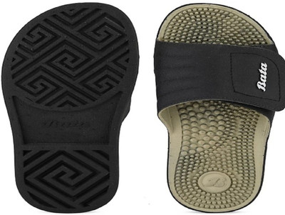 Bata Men Slides(Black, Beige , 7)
