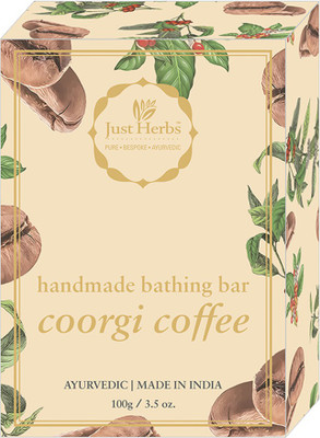 Just Herbs Coorgi Coffee Bathing Bar Soap For Skin Cleansing & Moisturizing(100 g)