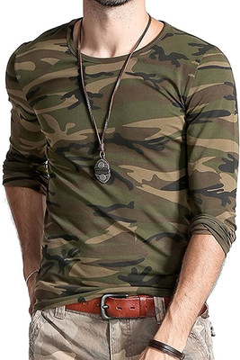PeppyZone Military Camouflage Men Round or Crew Multicolor T-Shirt