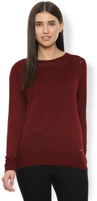 van-heusen-casual-cuffed-sleeve-woven-women-maroon-top