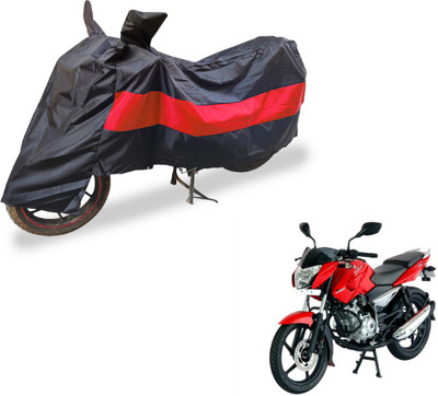 Auto Hub Two Wheeler Cover for Bajaj(Pulsar 135 LS DTS-i, Black, Red)