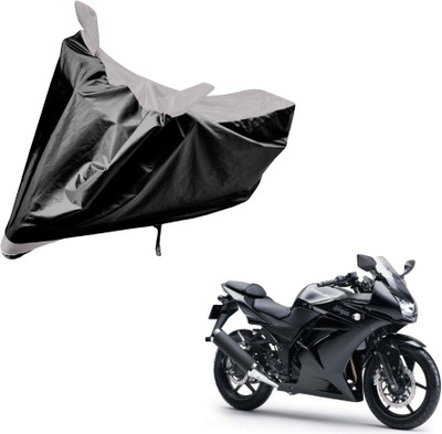 Amanzo Two Wheeler Cover for Kawasaki(Ninja 250, Black, Silver)