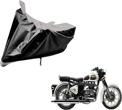 Auto Hub Two Wheeler Cover for Royal Enfield(Classic 350, Black, Silver)