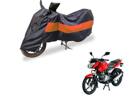 Auto Hub Two Wheeler Cover for Bajaj(Pulsar 135 LS DTS-i, Black, Orange)
