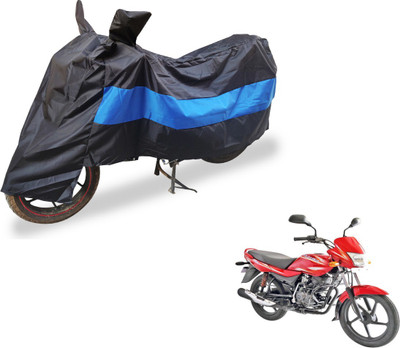 Auto Hub Two Wheeler Cover for Bajaj(Platina 100 DTS-i, Black, Blue)