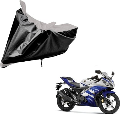 Auto Hub Two Wheeler Cover for Yamaha(R15, Black, Silver)