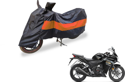 Auto Hub Two Wheeler Cover for Honda(CBR 250R, Black, Orange)