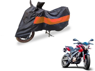 Auto Hub Two Wheeler Cover for Bajaj(Pulsar 200 NS DTS-i, Black, Orange)