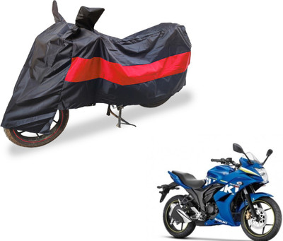 Auto Hub Two Wheeler Cover for Suzuki(Gixxer SF, Black, Red)
