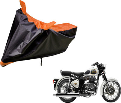 Auto Hub Two Wheeler Cover for Royal Enfield(Classic 350, Black, Orange)