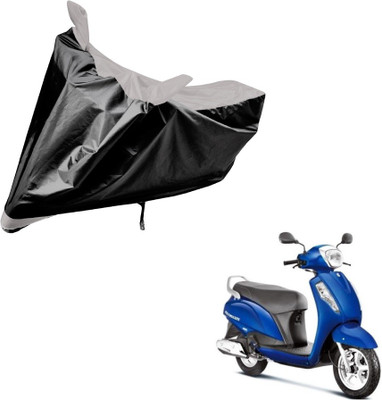 Auto Hub Two Wheeler Cover for Suzuki(Access, Black, Silver)