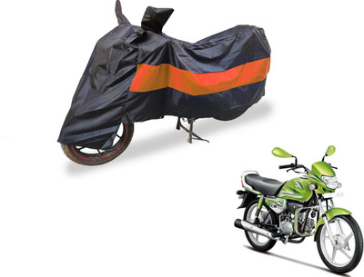 Auto Hub Two Wheeler Cover for Hero(HF Deluxe, Black, Orange)