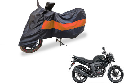 Auto Hub Two Wheeler Cover for Honda(CB Trigger, Black, Orange)