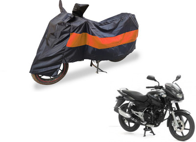 Auto Hub Two Wheeler Cover for Bajaj(Pulsar, Black, Orange)