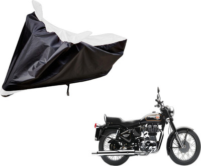 Auto Hub Two Wheeler Cover for Royal Enfield(Bullet 350, Black, White)