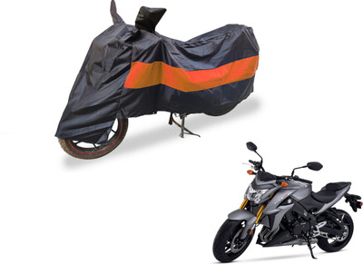 Auto Hub Two Wheeler Cover for Suzuki(GSX, Black, Orange)