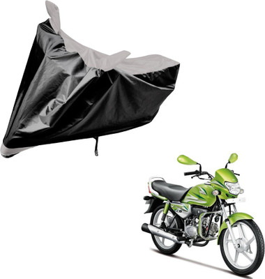 Auto Hub Two Wheeler Cover for Hero(HF Deluxe, Black, Silver)
