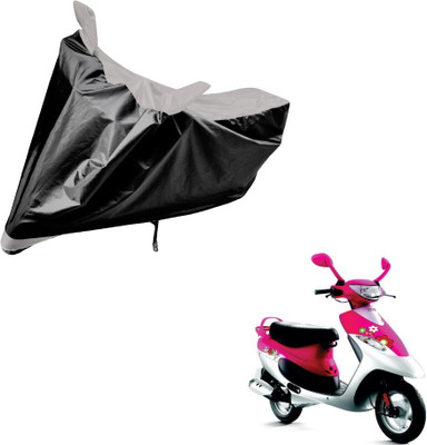 Auto Hub Two Wheeler Cover for TVS(Scooty Pep+, Black, Silver)
