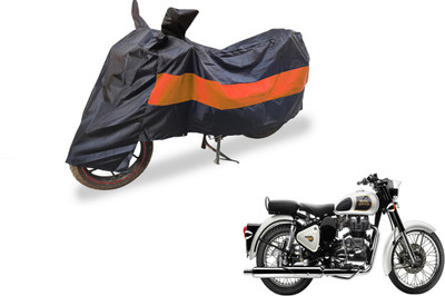 Auto Hub Two Wheeler Cover for Royal Enfield(Classic 350, Black, Orange)