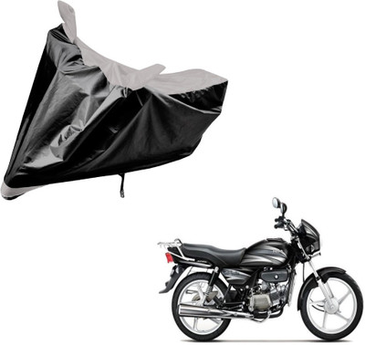 Auto Hub Two Wheeler Cover for Hero(Splendor Plus, Black, Silver)