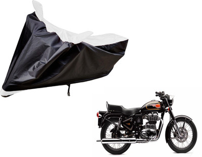 Auto Hub Two Wheeler Cover for Royal Enfield(500, Black, White)