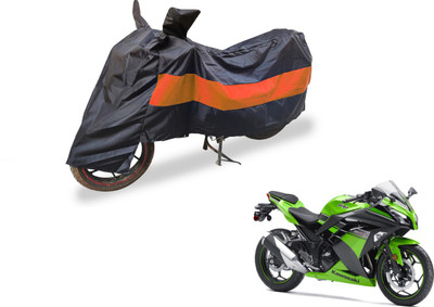 Amanzo Two Wheeler Cover for Kawasaki(Ninja, Black, Orange)