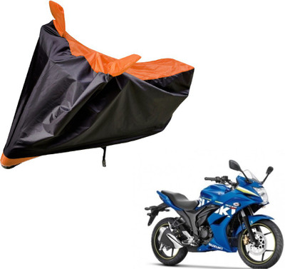 Auto Hub Two Wheeler Cover for Suzuki(Gixxer SF, Black, Orange)