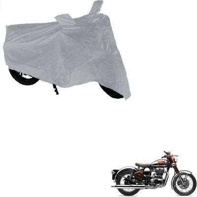 AuTO ADDiCT Waterproof Two Wheeler Cover for Royal Enfield(Classic Chrome, Silver)