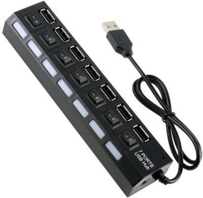 Ever Forever 7 Port With 7 Switch & indicator 2.0 USB Hub(Black)