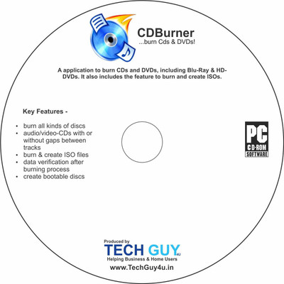 TechGuy4u CD DVD & Blue RAY Burning Software (NERO Alternative)(Life Time, 1 PC)