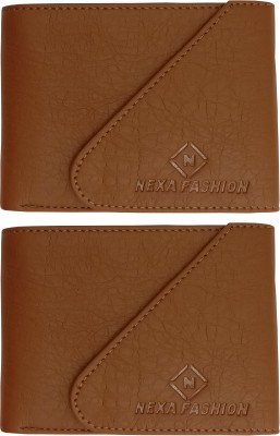 NEXA FASHION Men Casual Tan Genuine Leather Wallet(5 Card Slots, Pack of 2)