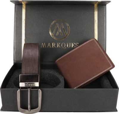 MarkQues Wallet & Belt Combo(Brown)